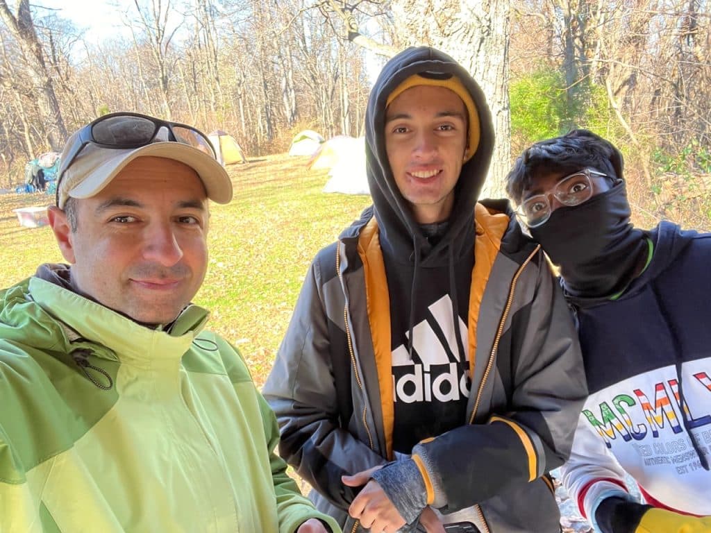 Scouts working on merit badges